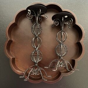 Black Wire Candle Holder Stands Set of 2